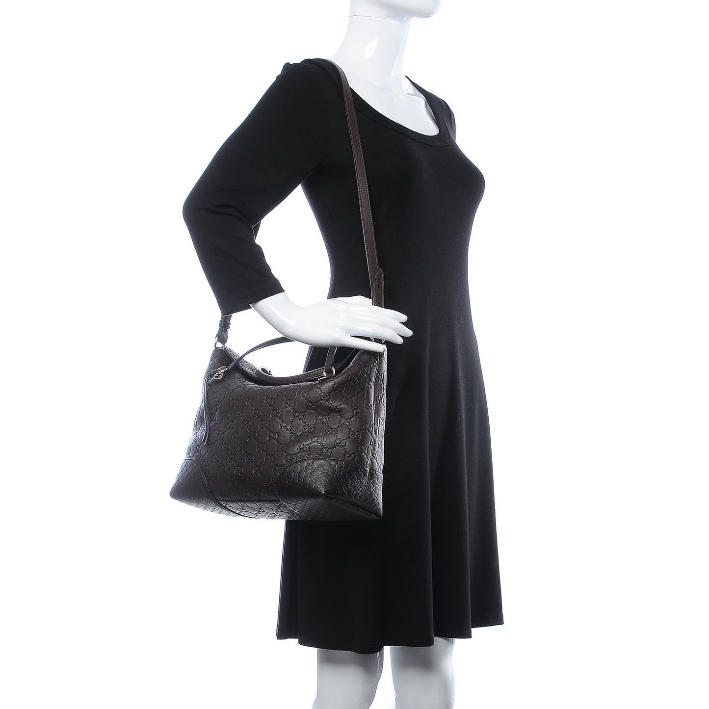 Guccissima Medium Bree Foldover Tote Chocolate