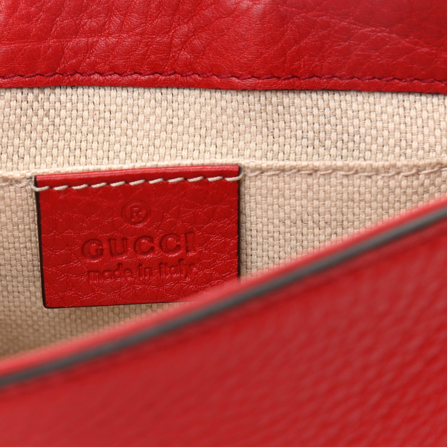 Gucci Pebbled Calfskin Small Soho Flap Crossbody Red 6 of 11