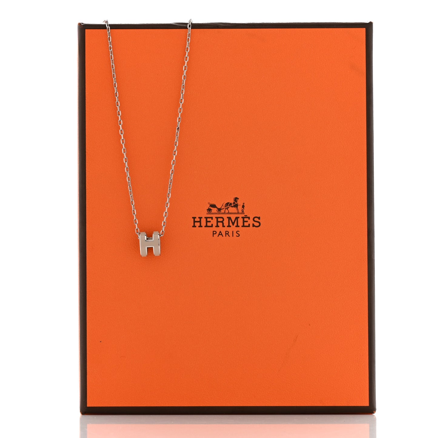 Palladium Mini Pop H Pendant Necklace Marron Glace