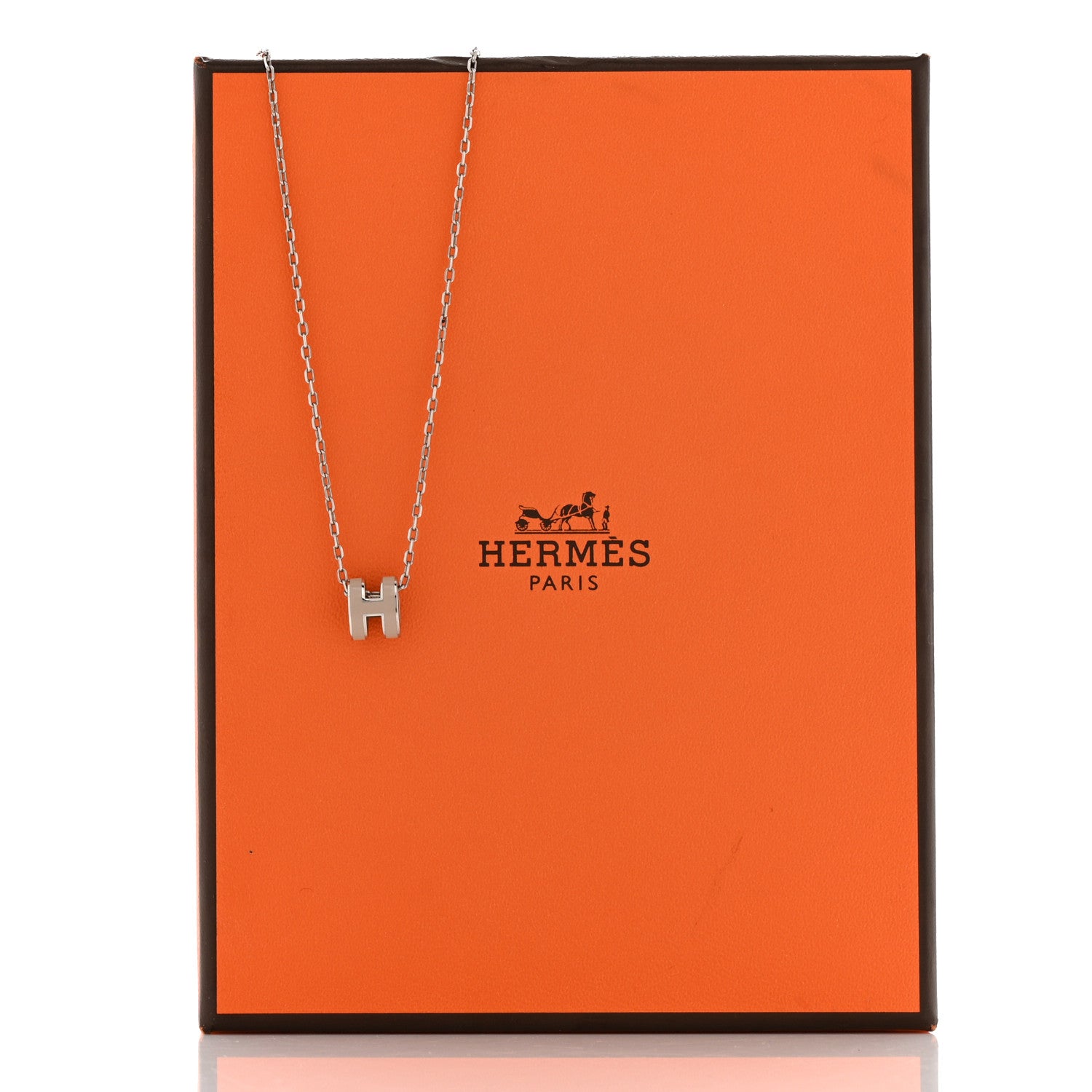 Hermes Palladium Mini Pop H Pendant Necklace Marron Glace 8 of 8