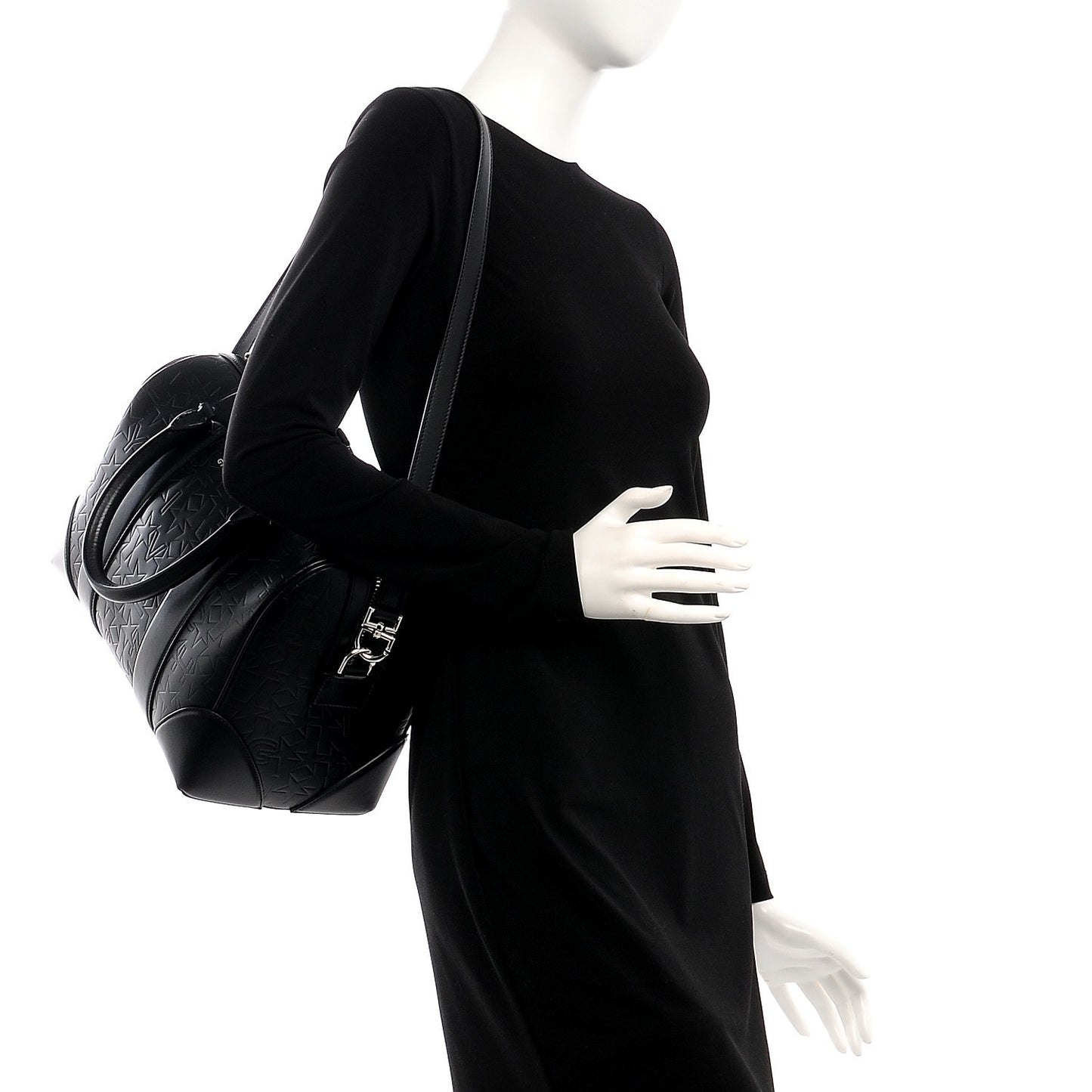 Calfskin Star Embossed Medium Lucrezia Black
