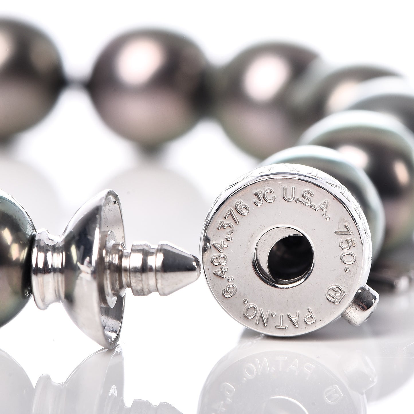 18K White Gold Diamond Black South Sea Pearl 9-9.5mm Bracelet