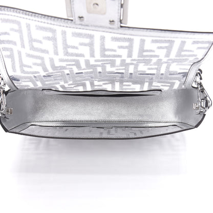Fendi PVC Vitello Catalan Mirror Sequin FF Baguette Argento 6 of 12