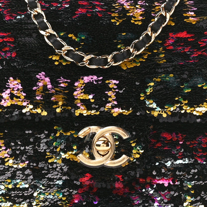 Chanel Sequin Logo CC Small Single Flap Black Multicolor 9 of 12