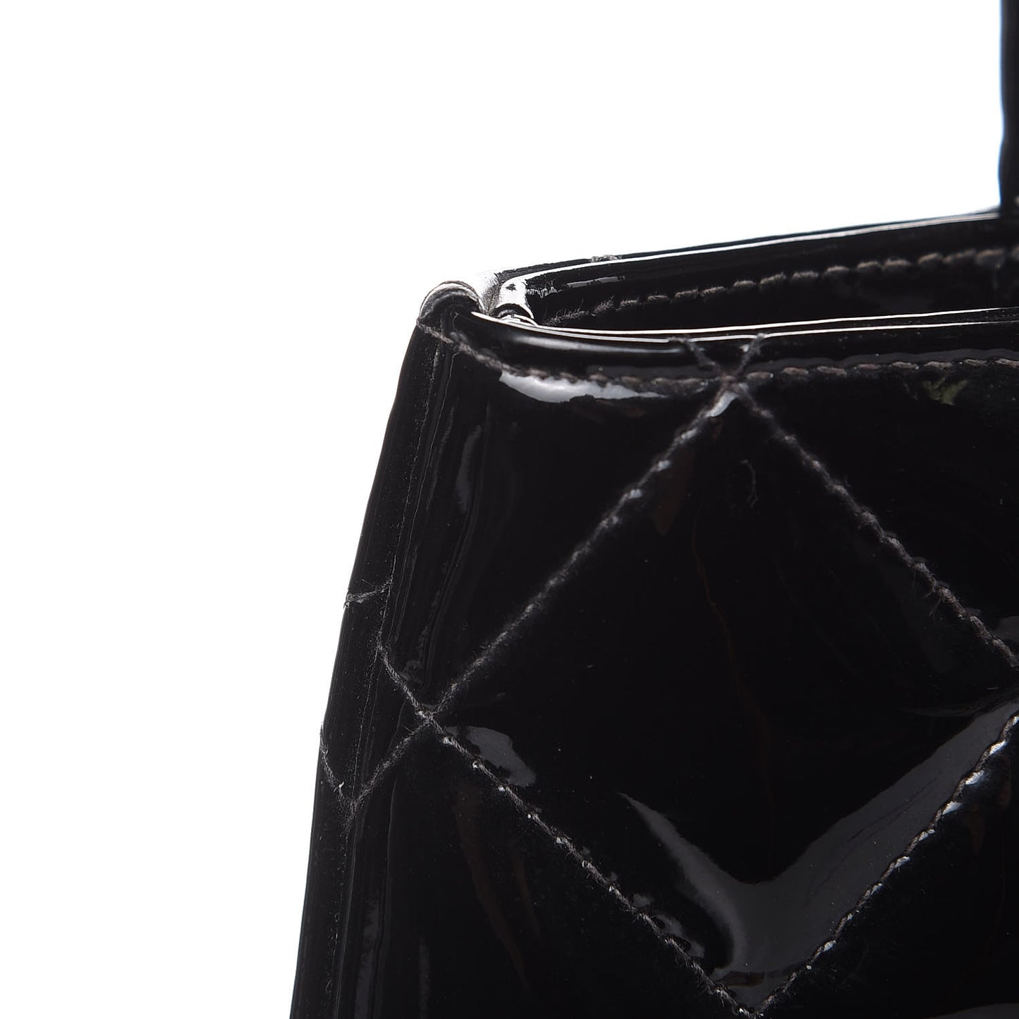 Patent Quilted Medallion Tote Black