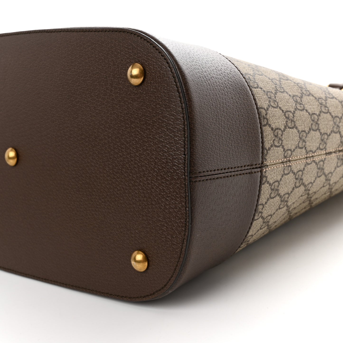 GG Supreme Monogram Textured Dollar Calfskin Web Small Ophidia Savoy Bowling Tote Beige Ebony New Acero