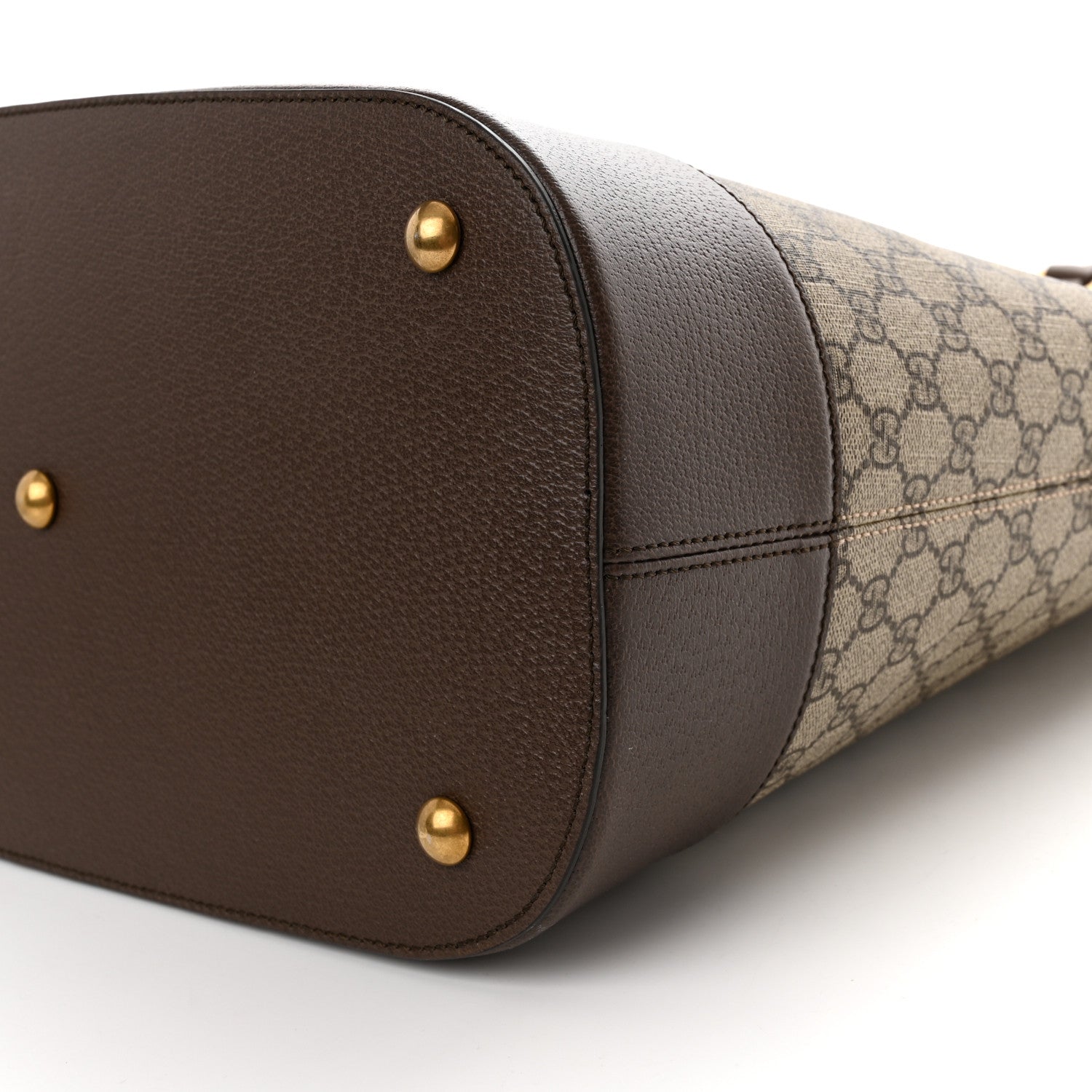 Gucci GG Supreme Monogram Textured Dollar Calfskin Web Small Ophidia Savoy Bowling Tote Beige Ebony New Acero 11 of 13