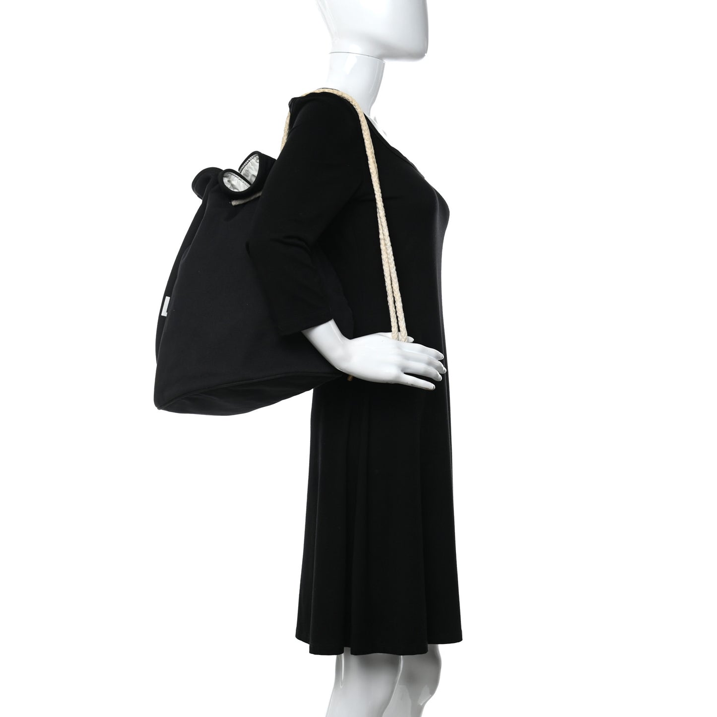 Canvas Drawstring Backpack Black White