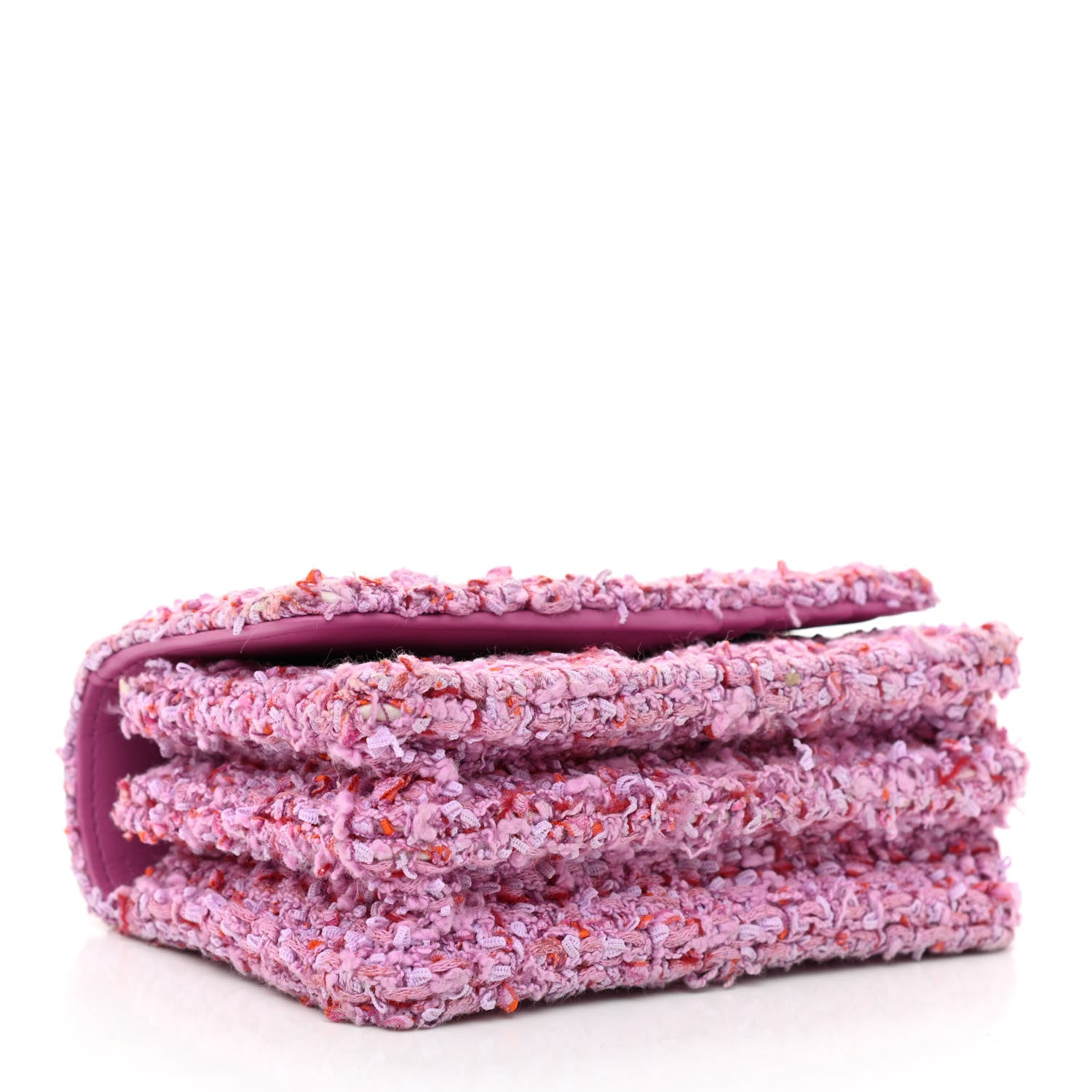 Chanel Tweed Enamel Quilted Pending CC Mini Wallet On Chain WOC Pink Purple 4 of 12