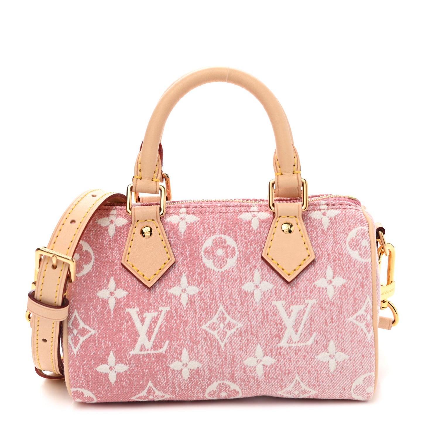 Monogram Jacquard Denim Nano Speedy Bandouliere Pink