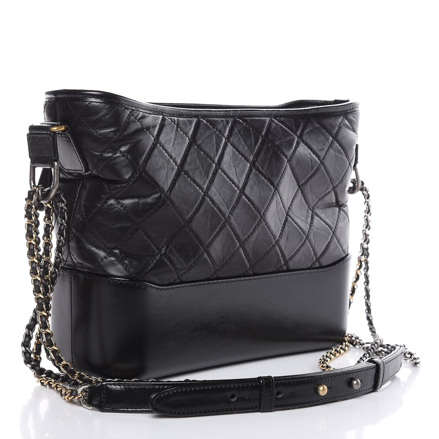 Aged Calfskin Quilted Medium Gabrielle Hobo Black
