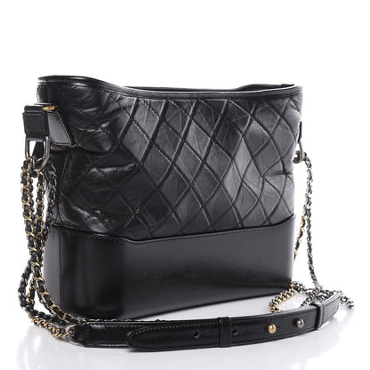 Chanel Aged Calfskin Quilted Medium Gabrielle Hobo Black 3 of 10