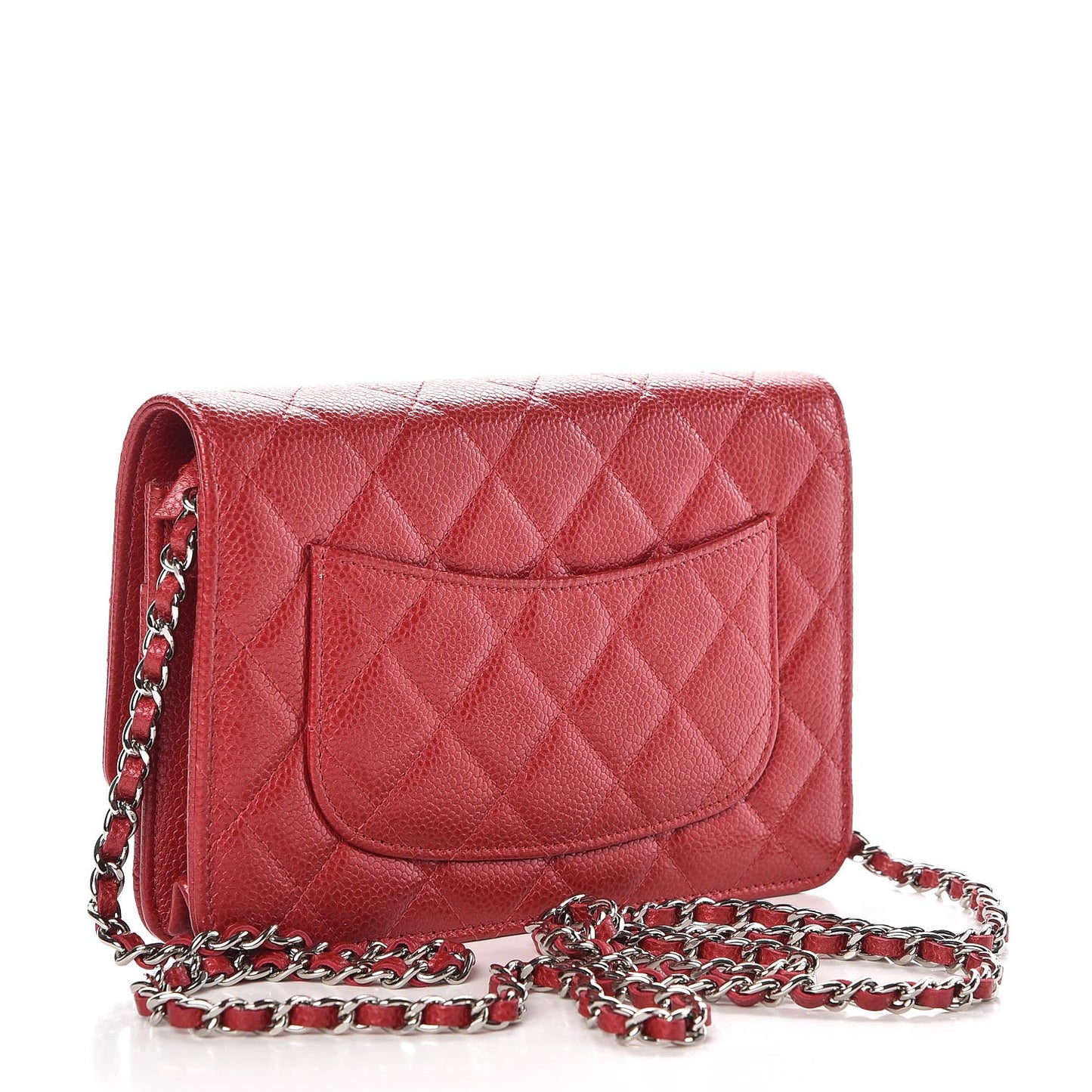 Caviar Quilted Wallet on Chain WOC Red