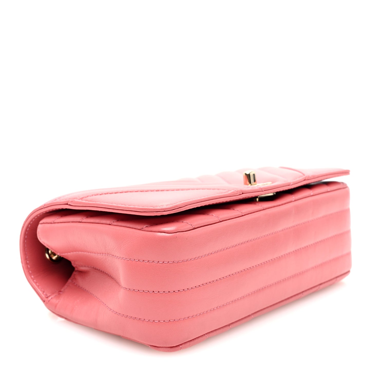 Calfskin Chevron Quilted Mini Statement Flap Pink