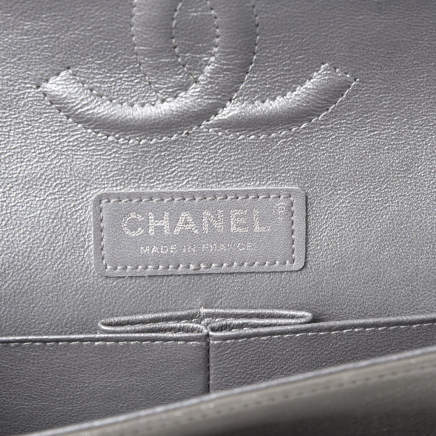 Chanel Iridescent Calfskin Chevron Quilted Medium Double Flap Silver 9 of 11