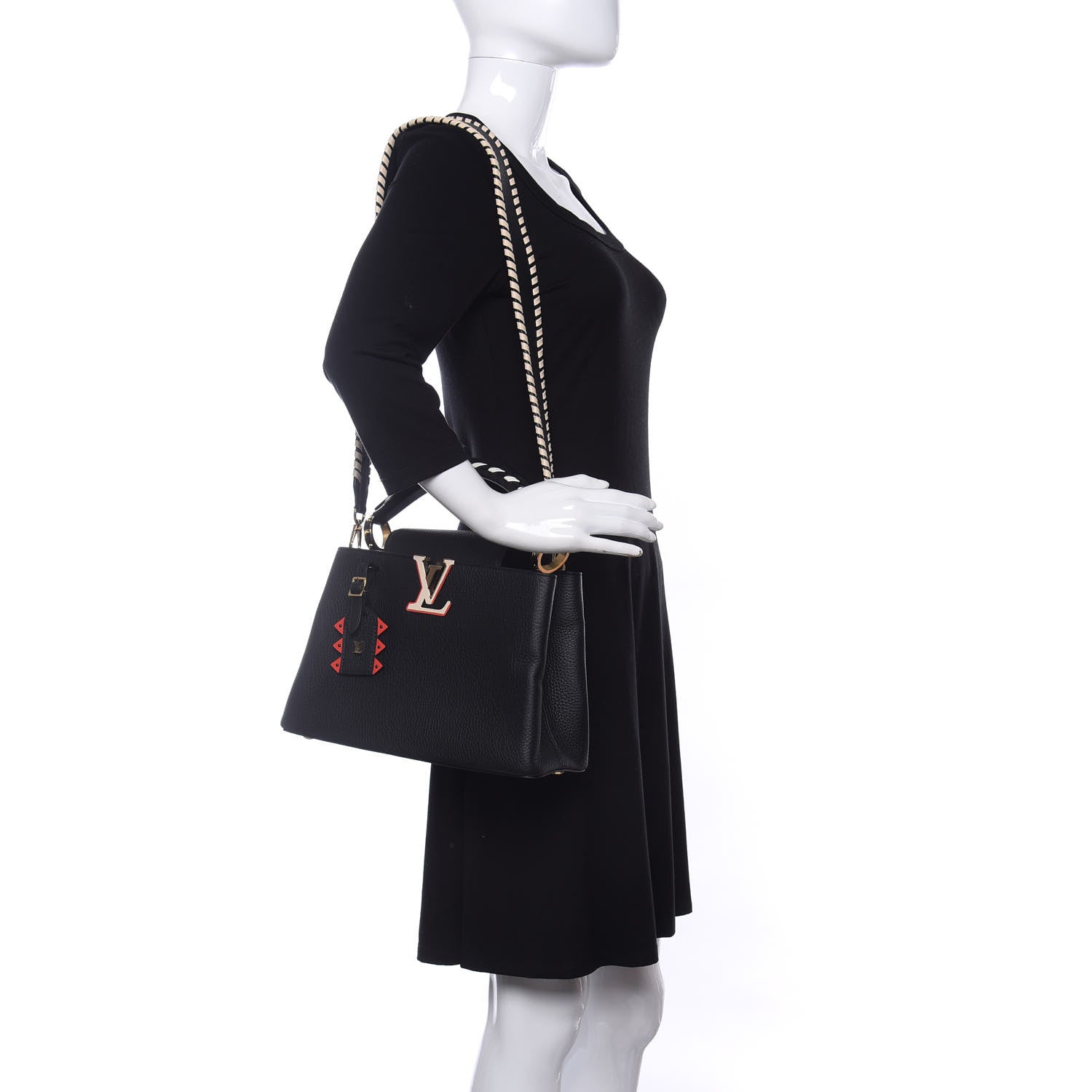 Louis Vuitton Taurillon Crafty Capucines MM Black 2 of 9