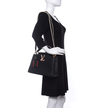 Louis Vuitton Taurillon Crafty Capucines MM Black 2 of 9