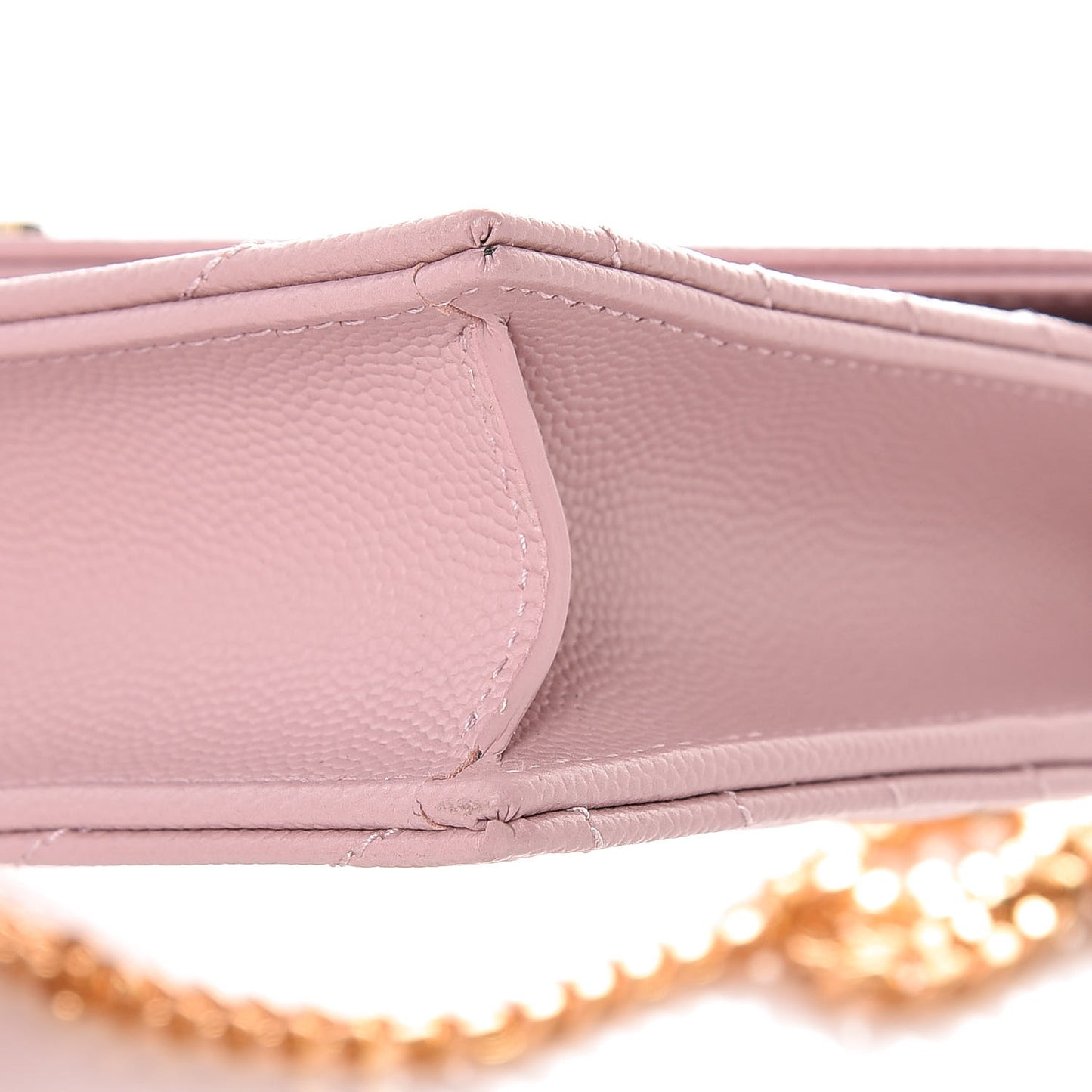 Grain De Poudre Matelasse Chevron Monogram Envelope Chain Wallet Tender Pink
