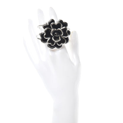 Chanel Ruthenium Enamel Camellia Cuff Bracelet Black 2 of 4