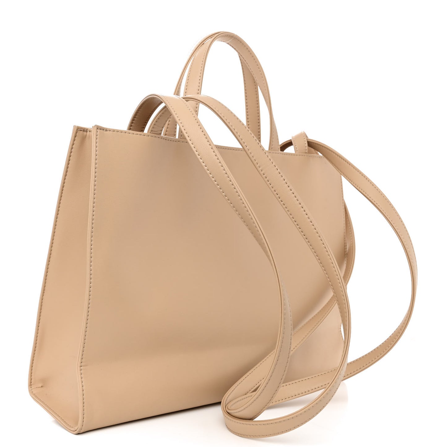 Vegan Leather Medium Shopping Bag Cream