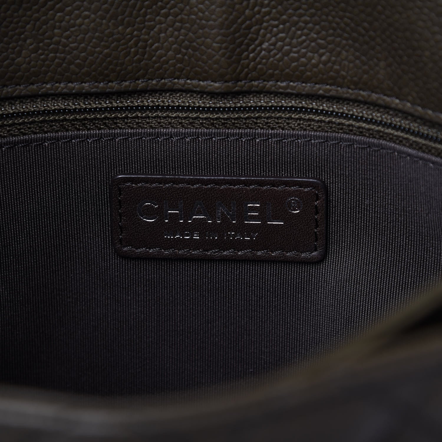 Chanel Caviar Quilted Medium Rock In Rome Single Flap Dark Khaki 8 of 11