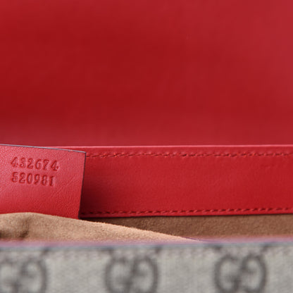 Gucci GG Supreme Monogram Calfskin Medium Padlock Top Handle Bag Beige Hibiscus Red New Rosette 9 of 10