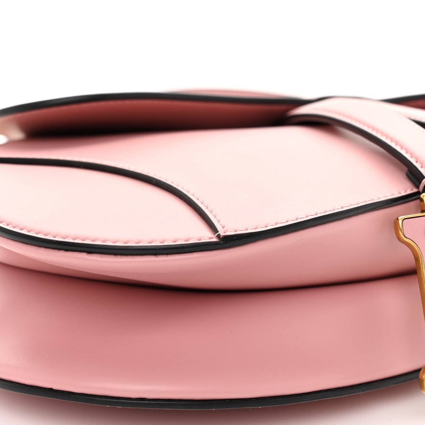 Smooth Calfskin Saddle Bag With Strap Antique Pink