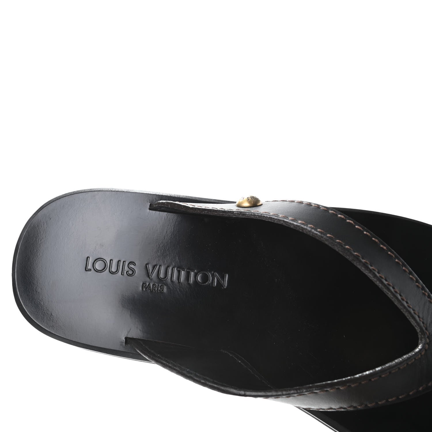 Louis Vuitton Calfskin Mens Thong Sandals 8 Black 6 of 6