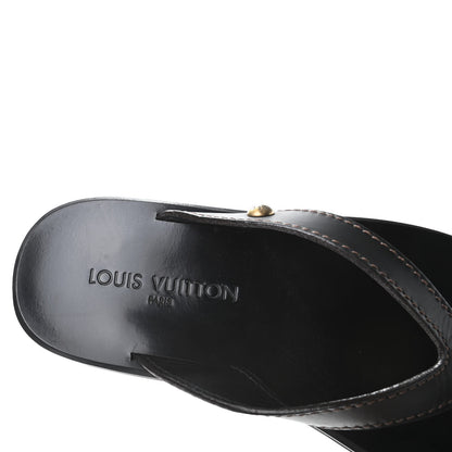 Louis Vuitton Calfskin Mens Thong Sandals 8 Black 6 of 6