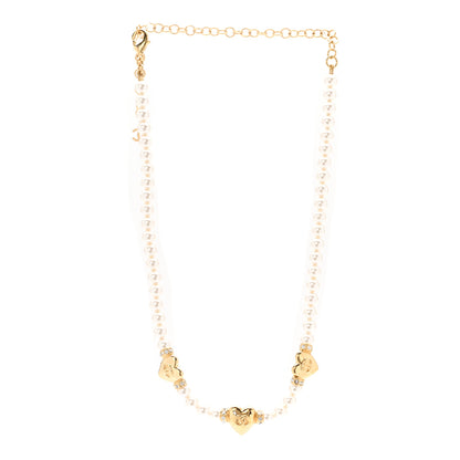Chanel Crystal Pearl CC Heart Choker Necklace Gold 3 of 6