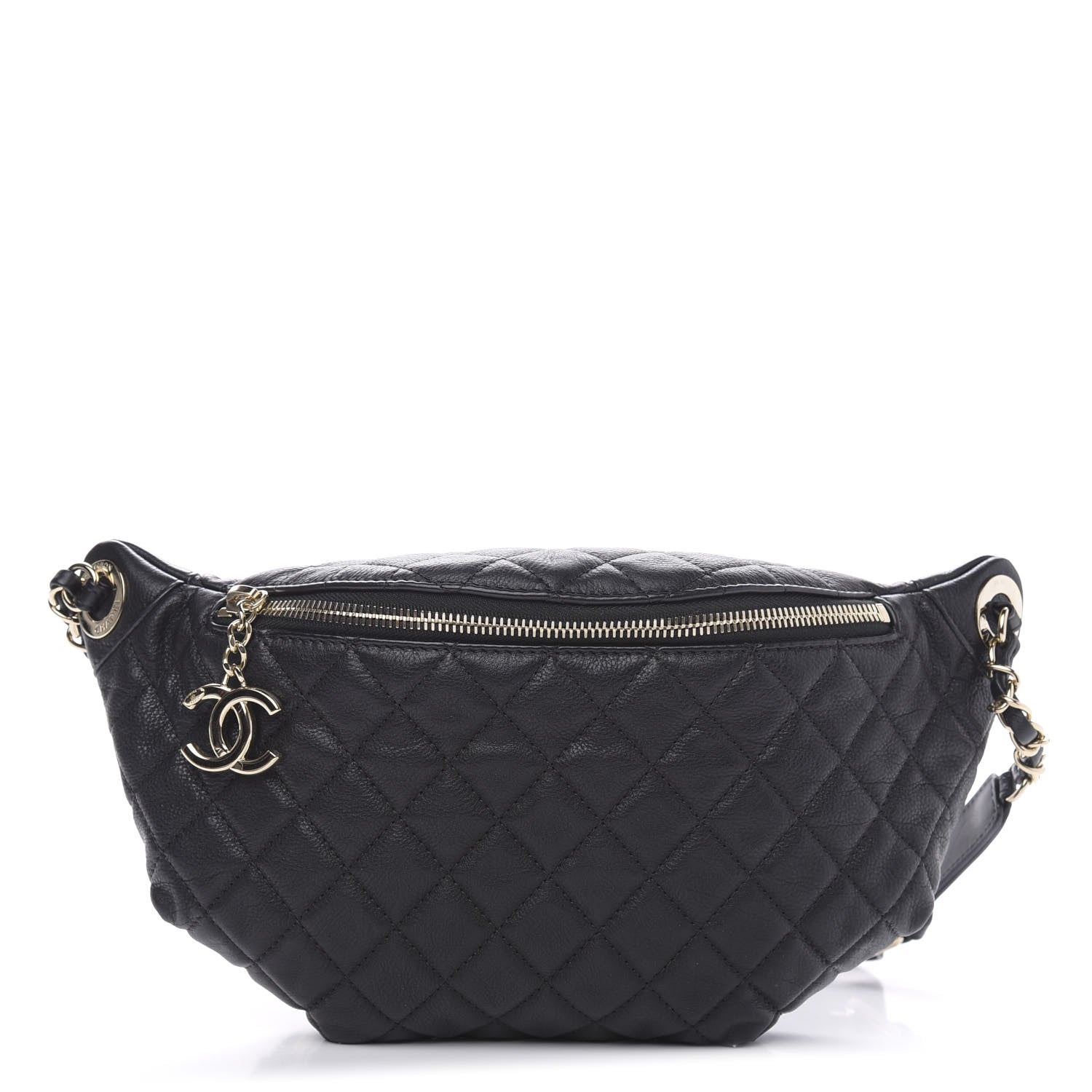 Chanel Calfskin Quilted Banane Waist Bag Fanny Pack Black 1 of 9