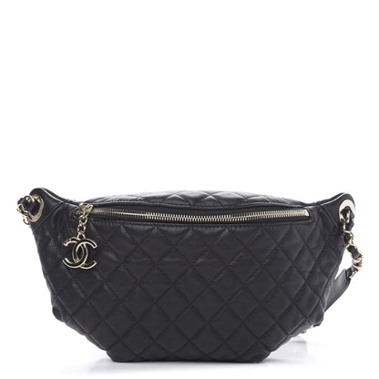 Chanel Calfskin Quilted Banane Waist Bag Fanny Pack Black 1 of 9