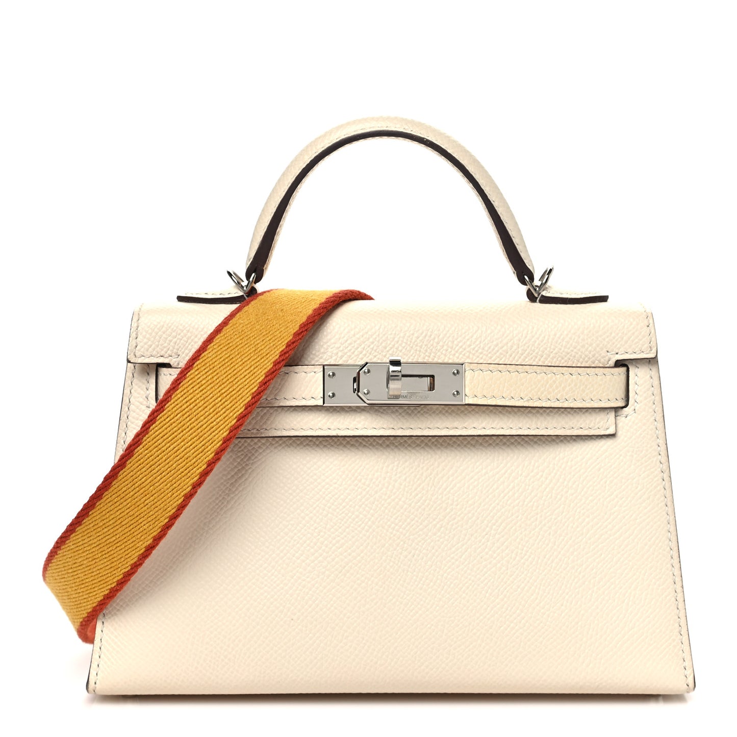 Epsom Mini Kelly Sellier 20 Nata Jaune Ambre Brique