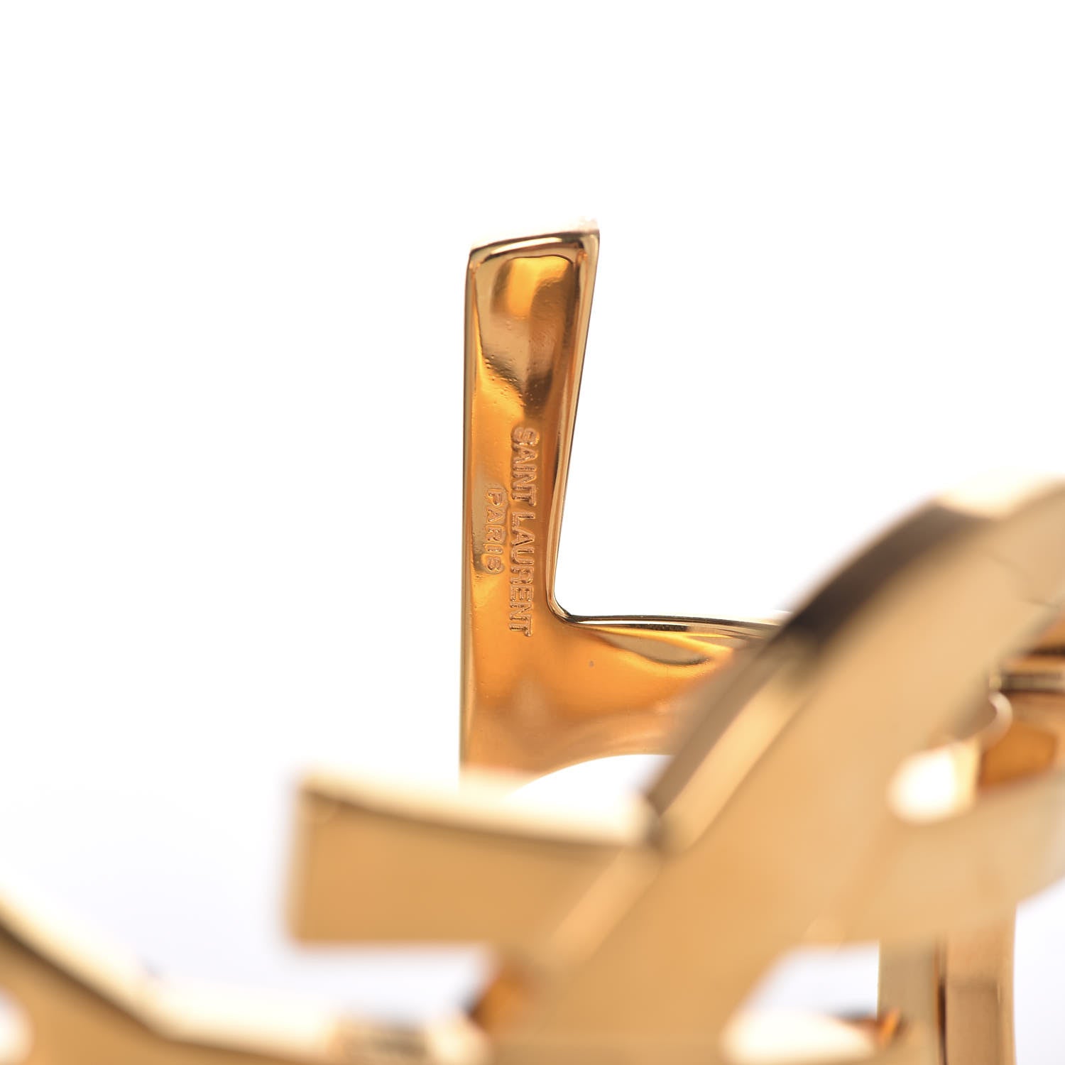 Saint Laurent Brass Monogram Medium Cuff Bracelet Gold 4 of 4