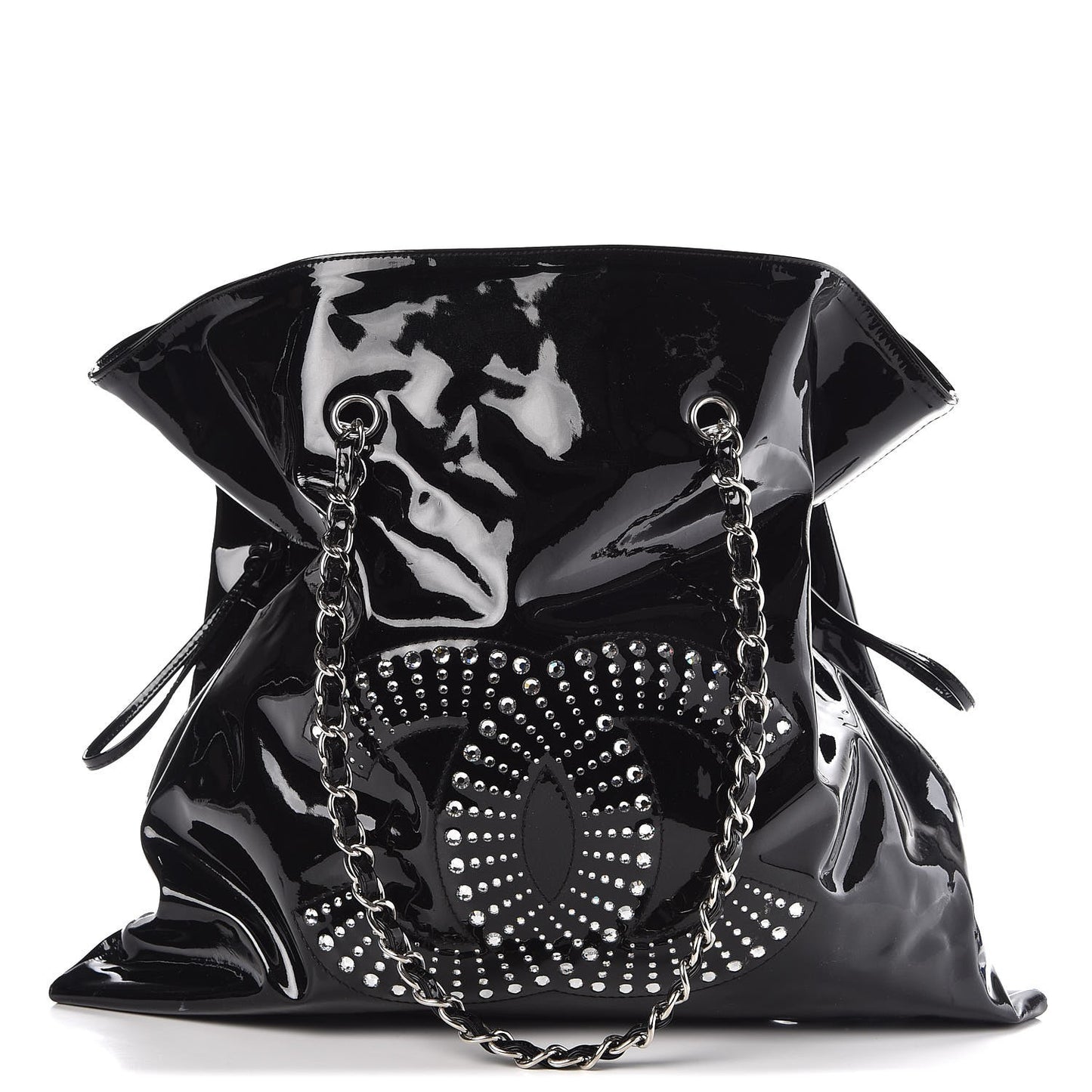 Patent Crystal Strass Bonbons Tote Black