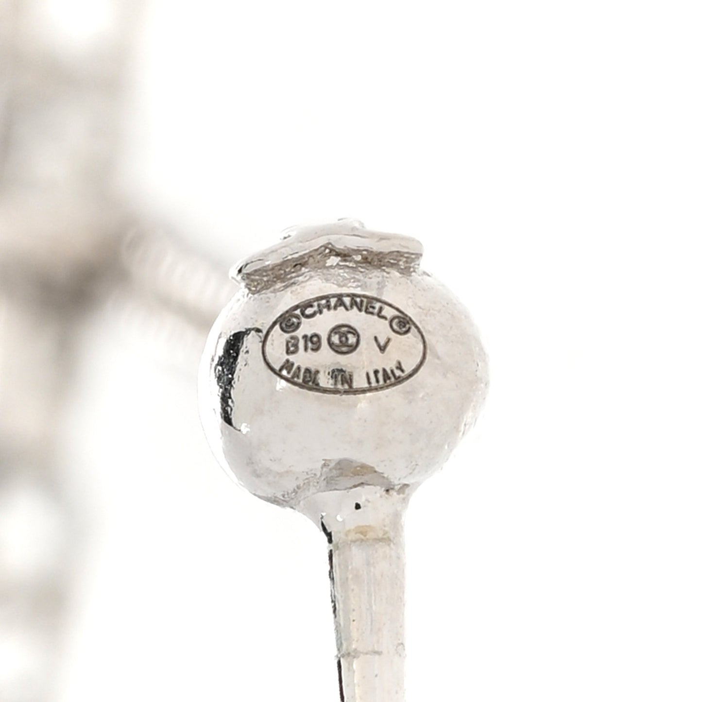 Baguette Crystal CC Drop Earrings Silver
