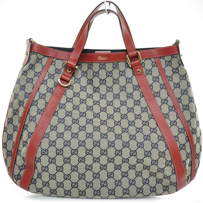 Gucci Monogram Abbey Bag Navy and Red 1 of 9