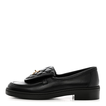 Chanel Lambskin Quilted CC Turnlock Loafers 37.5 Black 1 of 12