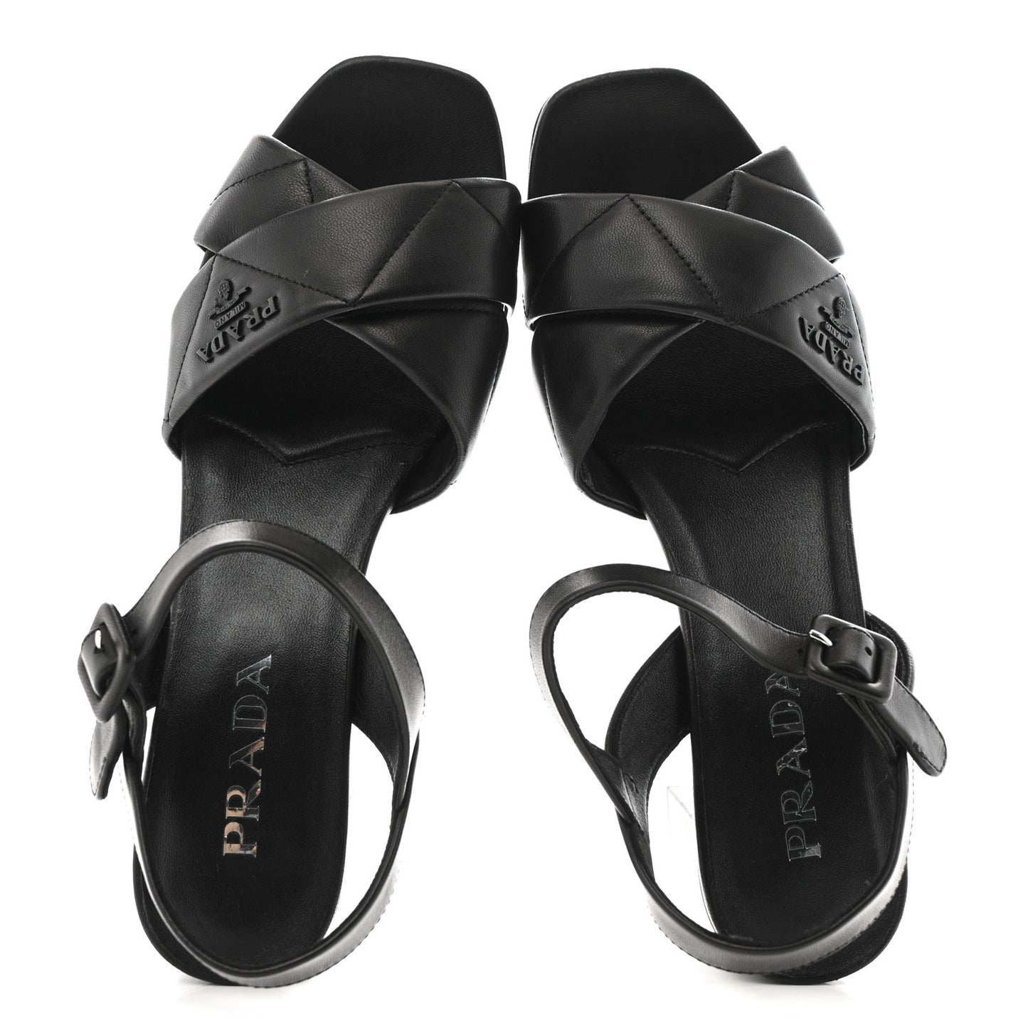 Nappa Logo Quilted Crisscross Platform 20/65mm Sandals 39.5 Black