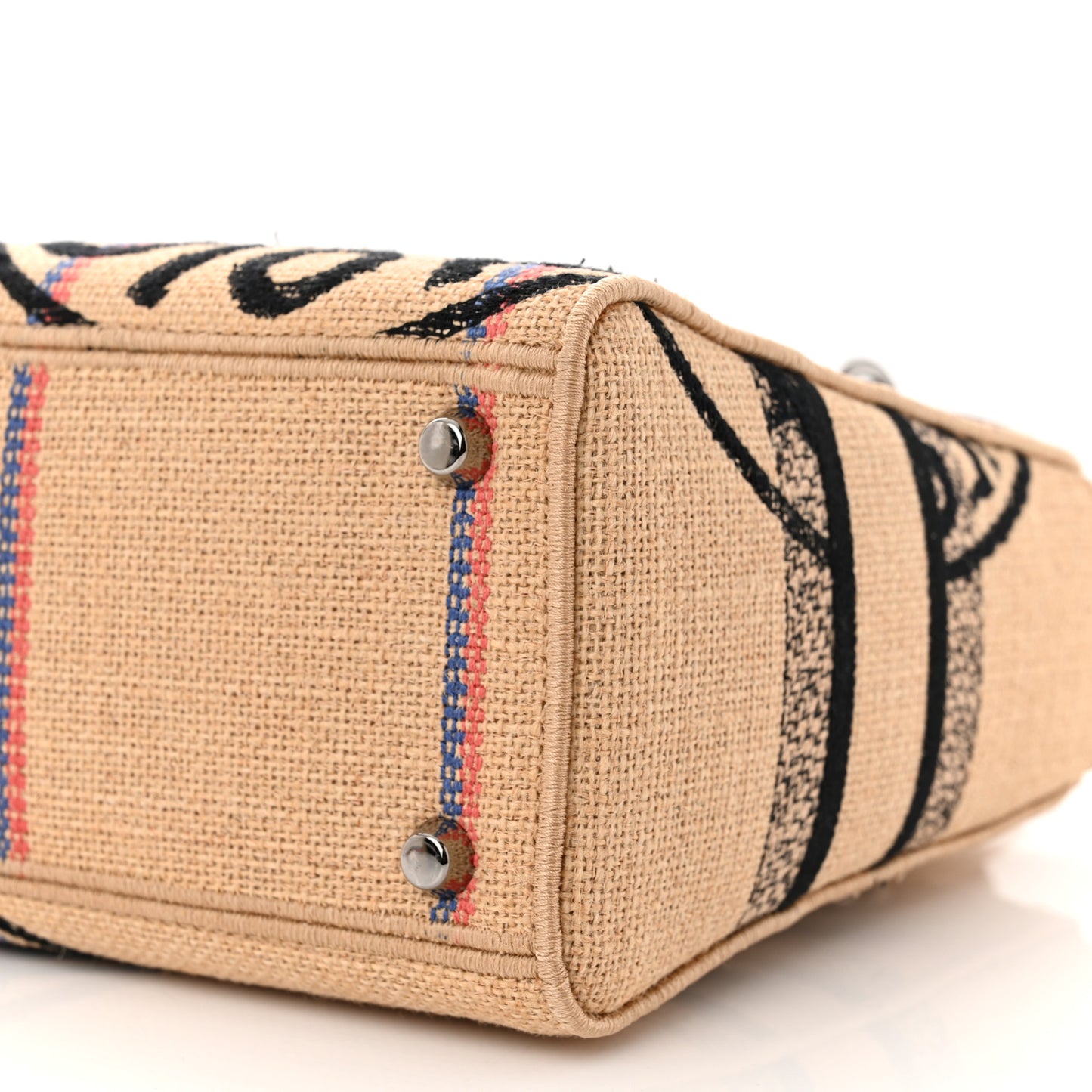 Canvas Jute Embroidered Medium Lady D-Lite Beige Multicolor