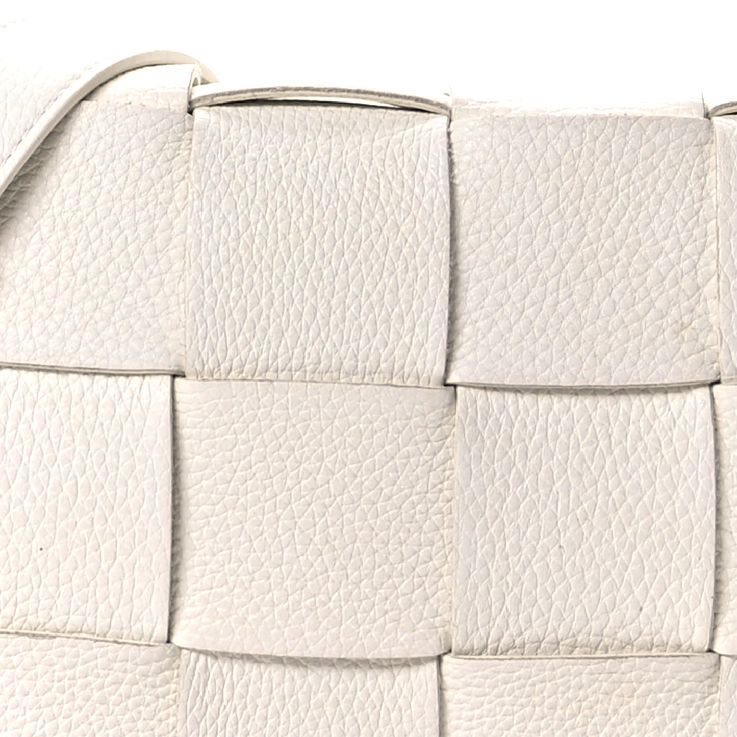 Grained Calfskin Maxi Intrecciato Cassette Crossbody Bag White