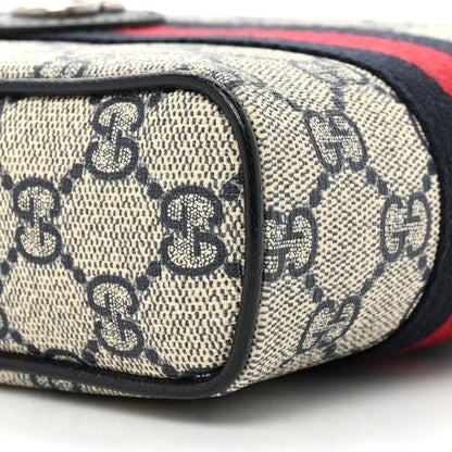 Gucci GG Supreme Monogram Textured Calfskin Web Mini Ophidia Messenger Beige Blue 9 of 14