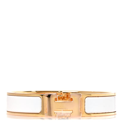 Hermes Enamel Narrow Clic Clac H Bracelet PM White 1 of 5