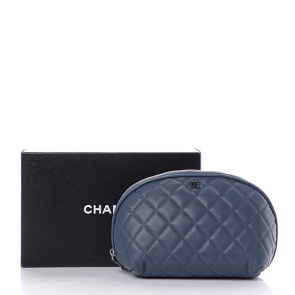 Chanel Lambskin Quilted Small Curvy Pouch Cosmetic Case Navy 9 of 9