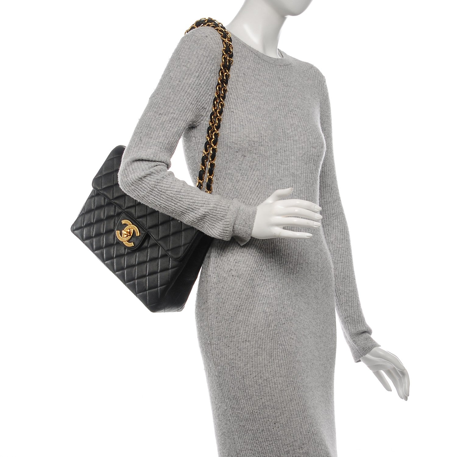 Chanel Lambskin Quilted Jumbo Flap Black 2 of 9