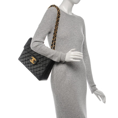 Chanel Lambskin Quilted Jumbo Flap Black 2 of 9