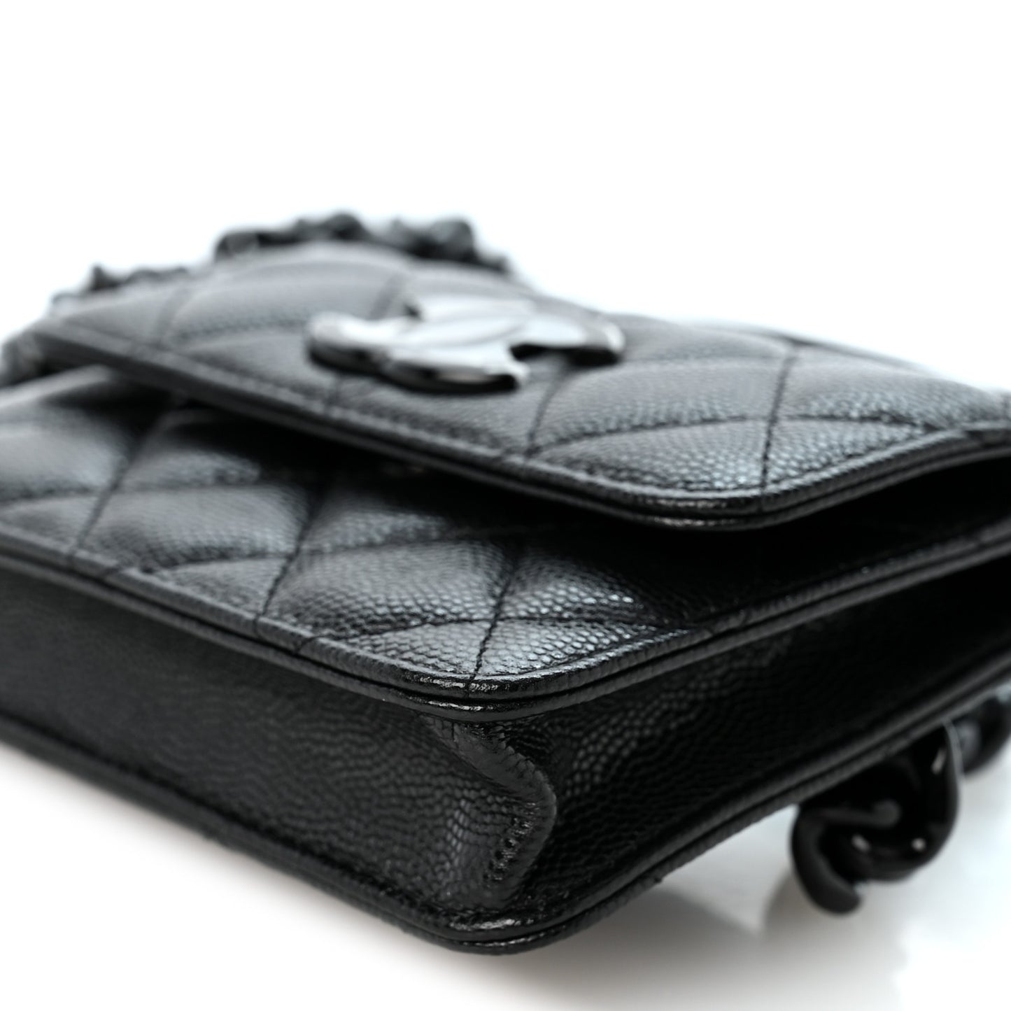 Caviar Quilted My Everything Belt Flap Card Holder Black