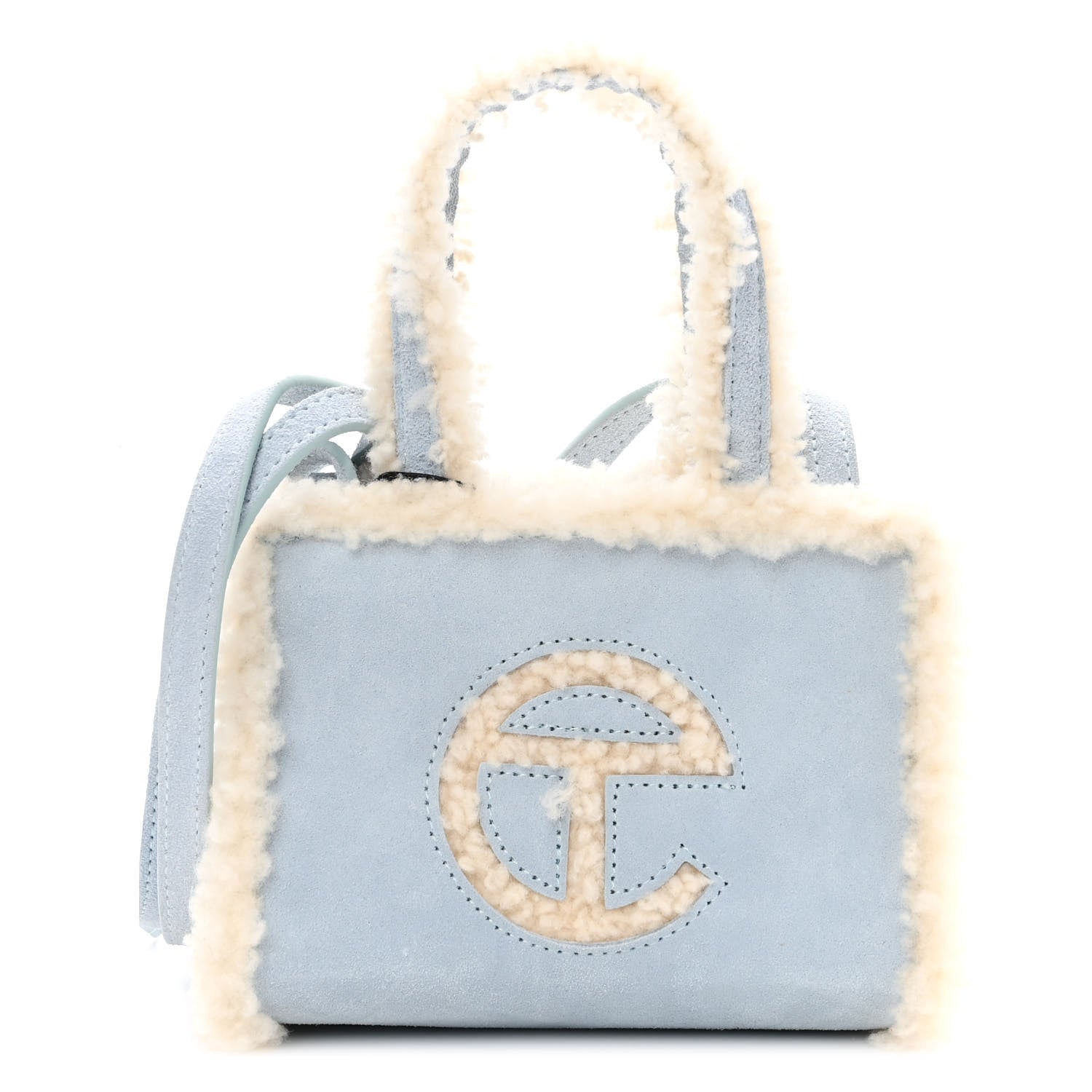 Telfar X UGG Suede Shearling Small Shopping Bag Blue 1 of 10