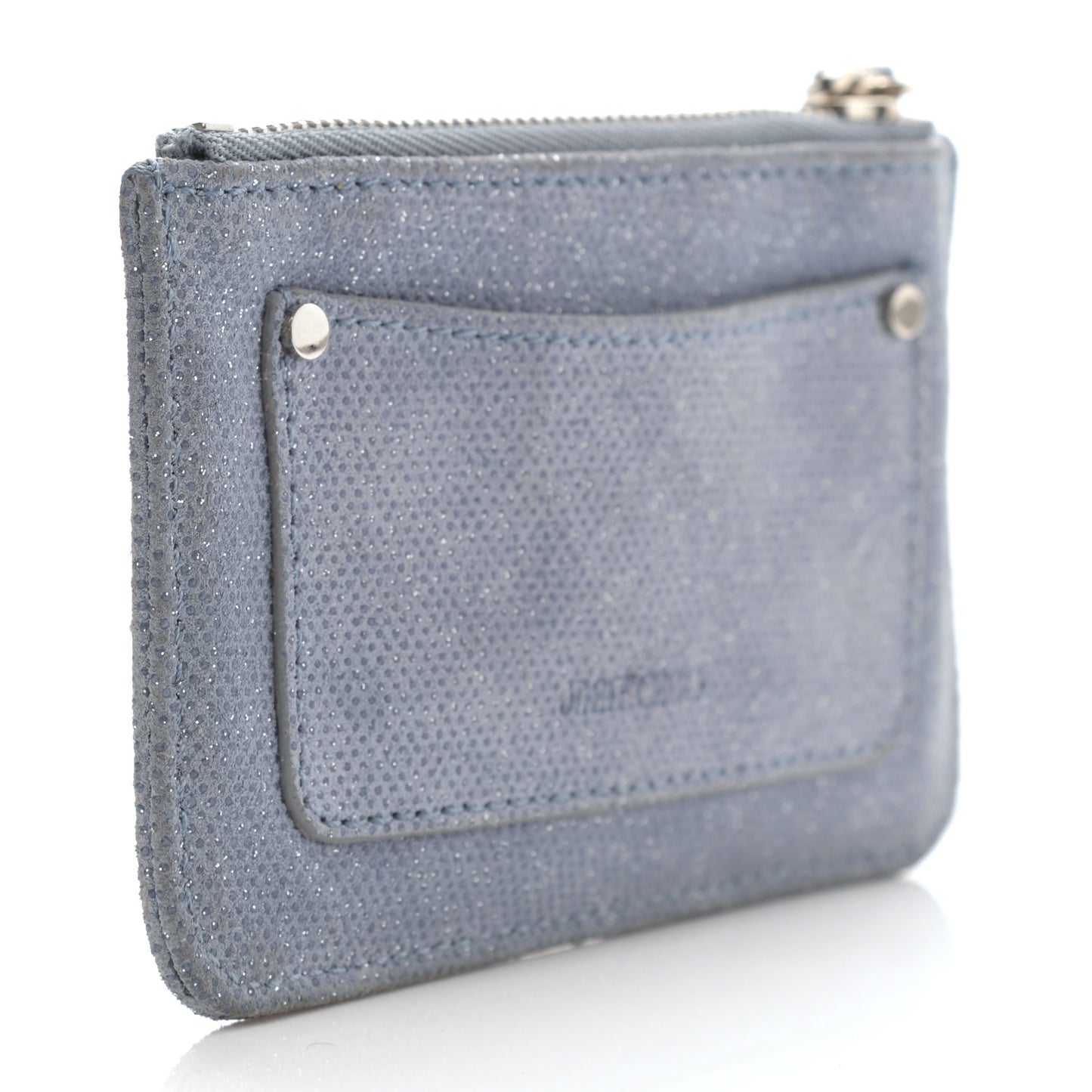 Metallic Pixelated Calfskin Nancy Star Studded Key Pouch Slate