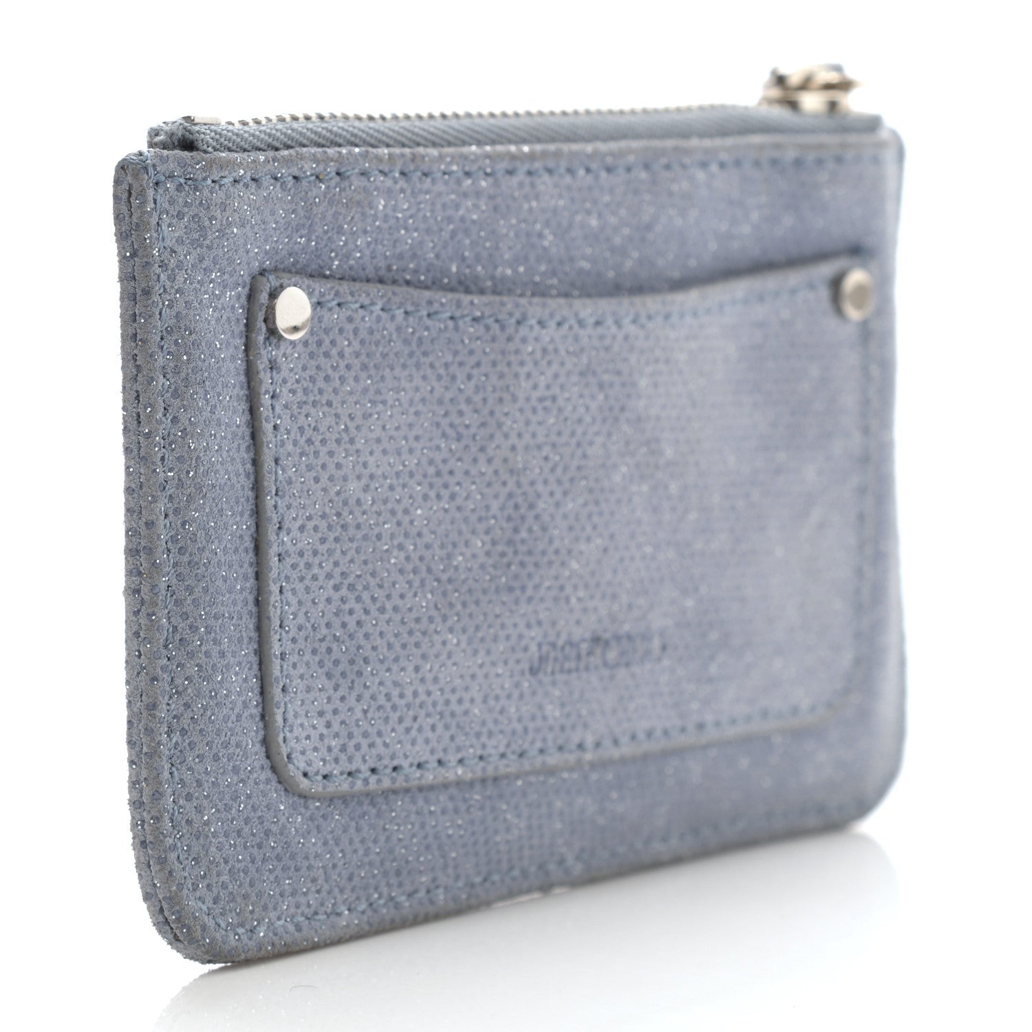 Jimmy Choo Metallic Pixelated Calfskin Nancy Star Studded Key Pouch Slate 3 of 8
